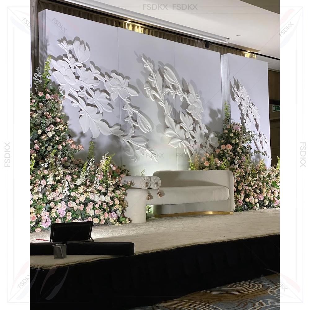 Party Event Supplier - ซุ้มแต่งงานสีขาว ฉากหลังดอกไม้ประดิษฐ์ 3 มิติ ซุ้มฉากหลังสีขาว