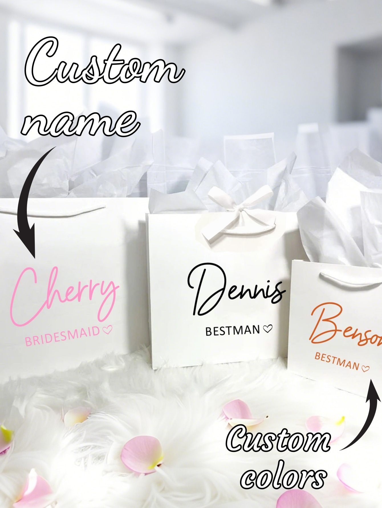 Party Favor Bag - กระเป๋าของขวัญงานแต่งงานแบบกำหนดเอง 1 ชิ้น สำหรับเพื่อนเจ้าสาว เพื่อนเจ้าบ่าว เจ้าสาว