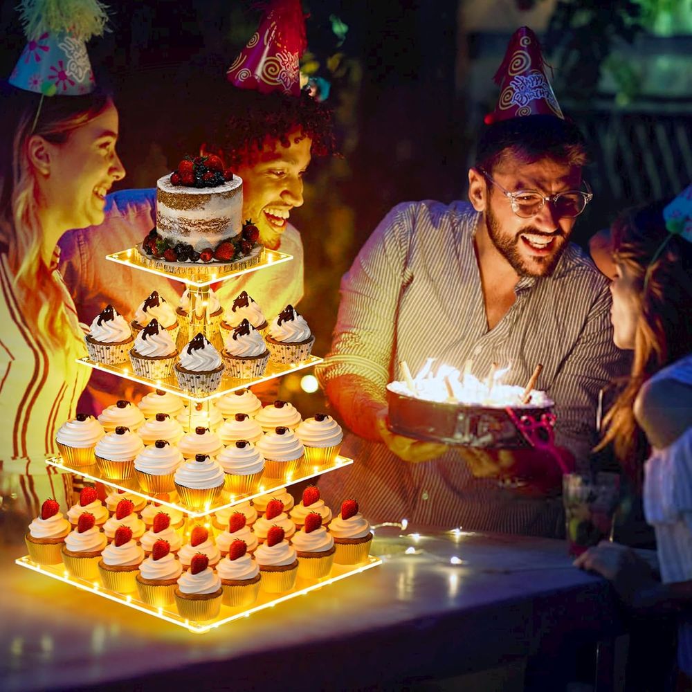 แท่นวางคัพเค้กพร้อมไฟ LED สีเห - Cupcake Stand Tier บทวิจารณ์และราคา