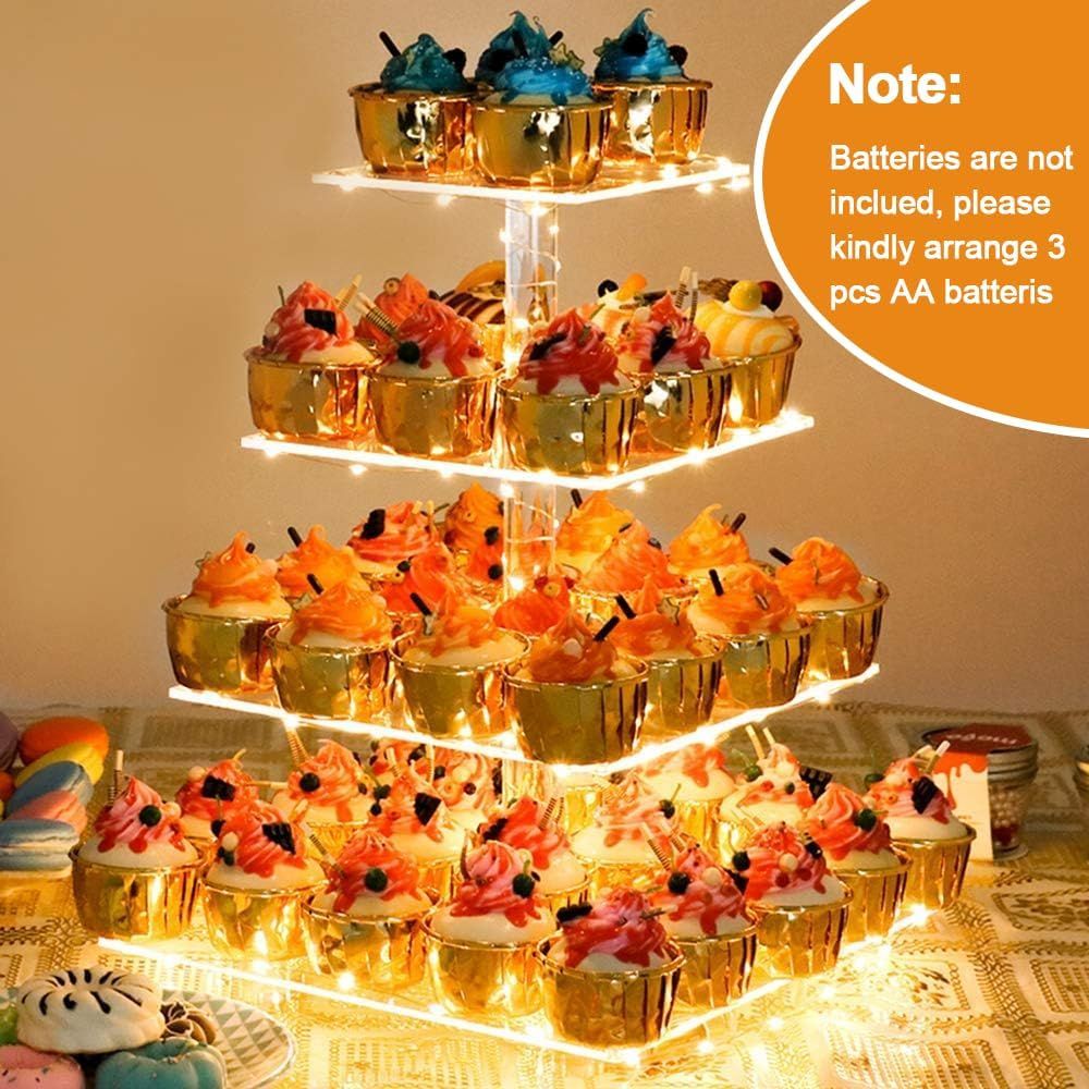 แท่นวางคัพเค้กพร้อมไฟ LED สีเห - Cupcake Stand Tier บทวิจารณ์และราคา
