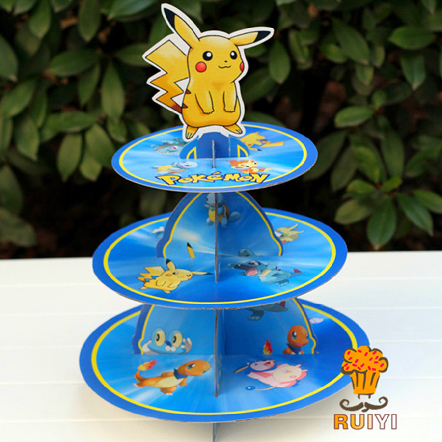 Pikachu Pokemon สามชั้นเค้กน่า - Cupcake Stand Tier บทวิจารณ์และราคา